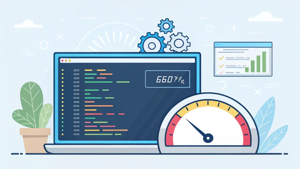 Illustration showing safe HTML minification process without breaking website layout or functionality
